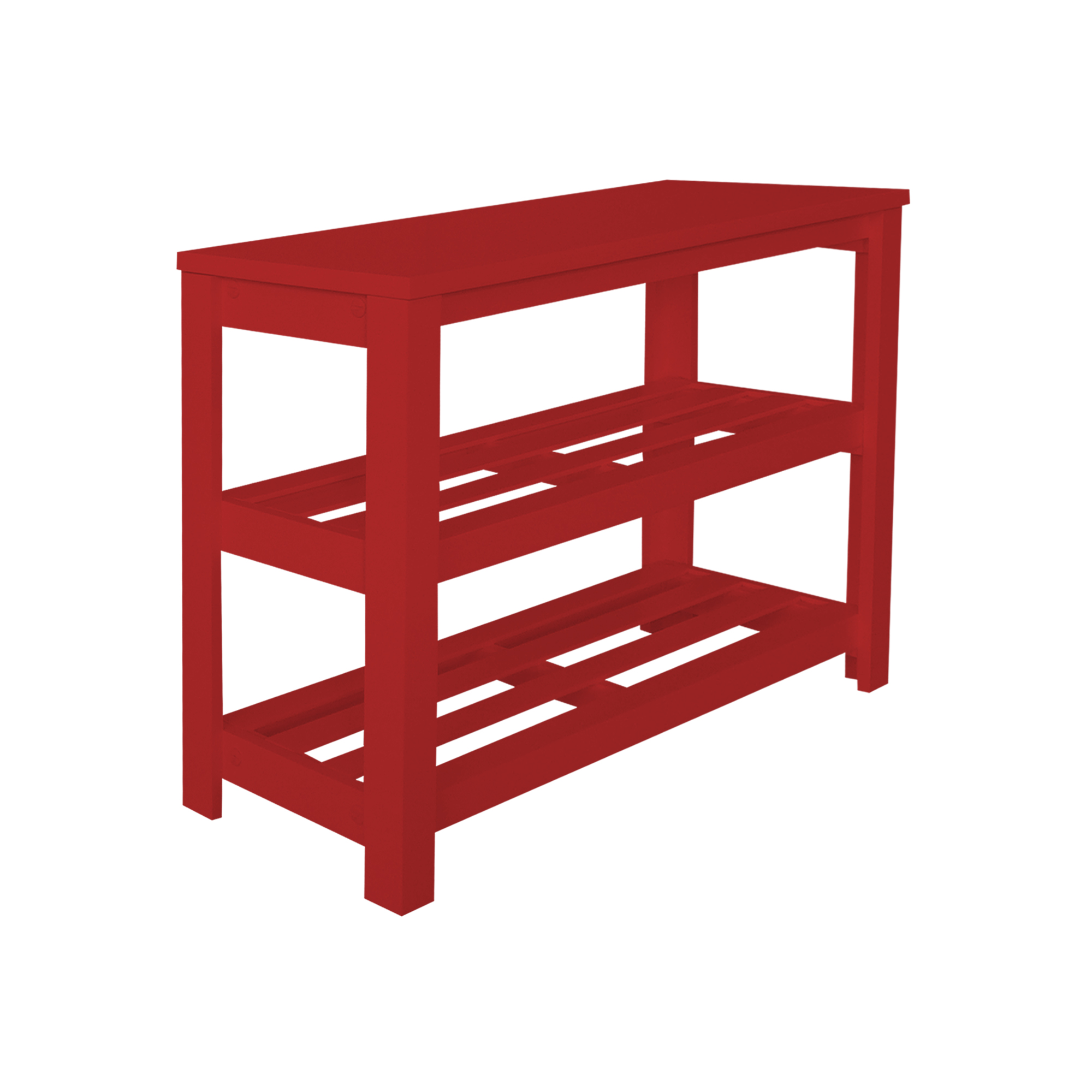 Sapateira Banco de Piso para Closets e Quartos 8 Pares Sapatos - Vermelho Laca