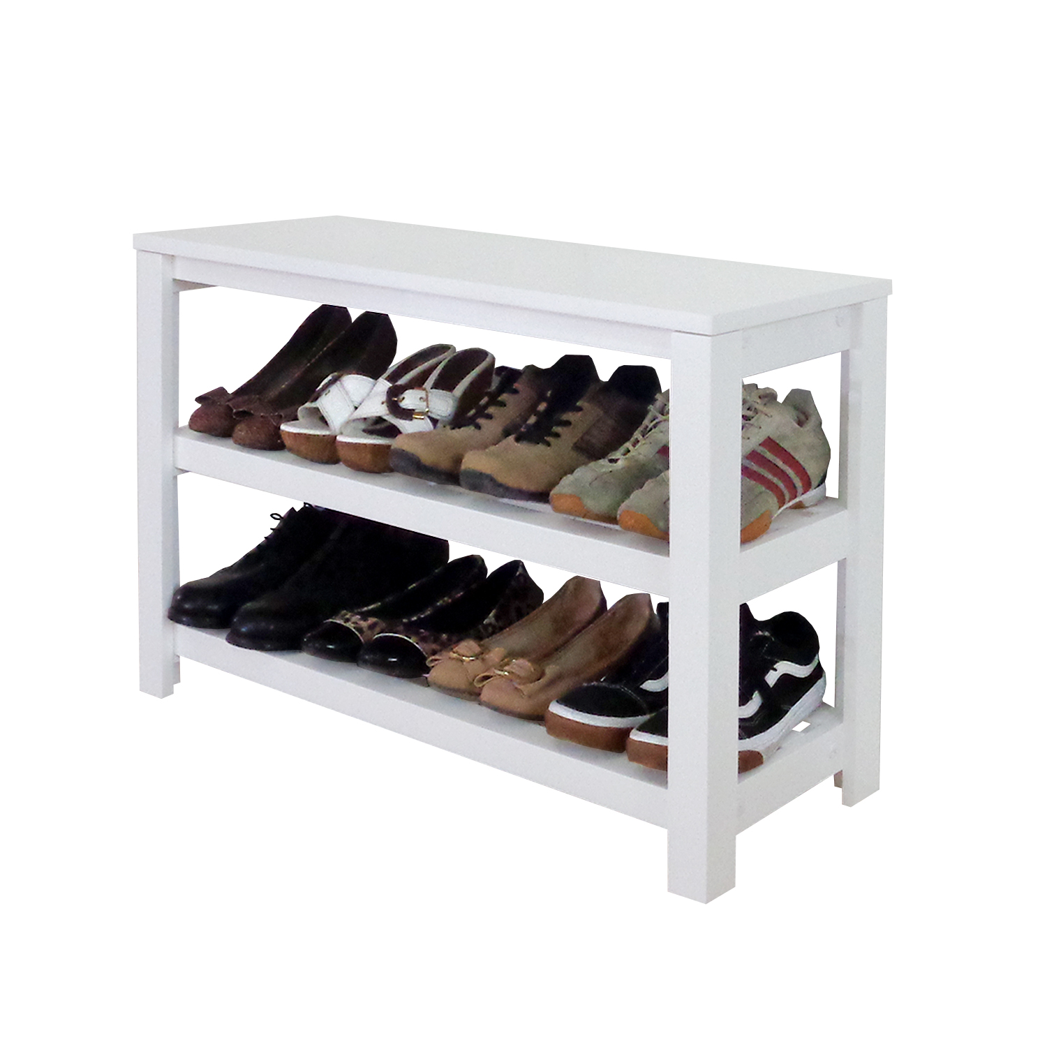 Sapateira Banco de Piso para Closets e Quartos 8 Pares Sapatos Branco Laca