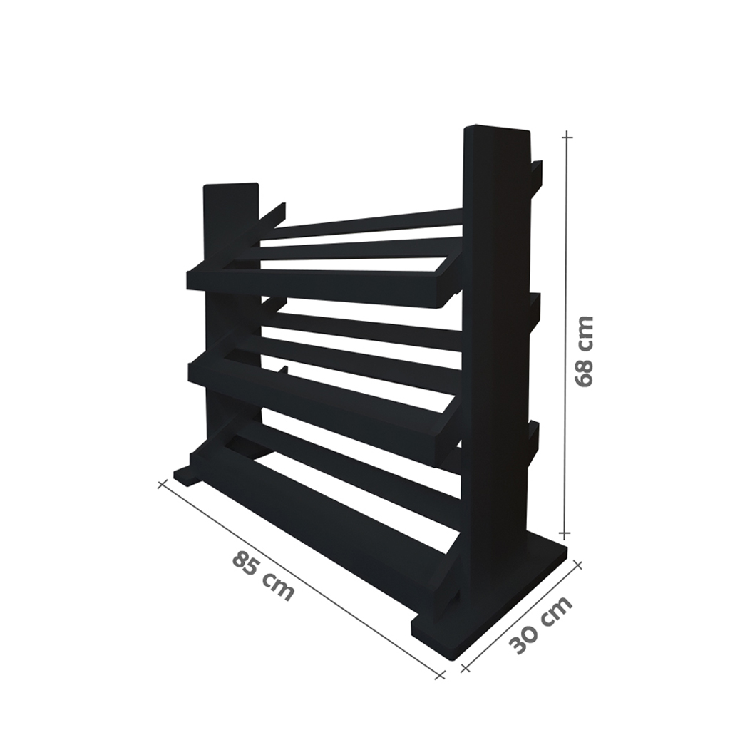 Sapateira de Piso para Closets e Quartos 12 Pares Sapatos - Preto Laca
