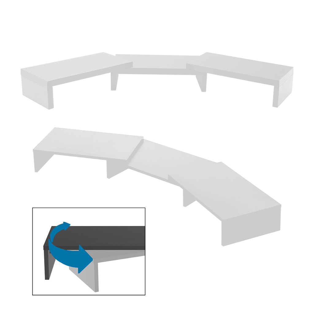 Suporte de Mesa Base Elevada Ajustável 3 Monitores Gamer Notebook Branco