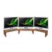 Suporte de Mesa Base Elevada Ajustável 3 Monitores Gamer Notebook Madeira Natural