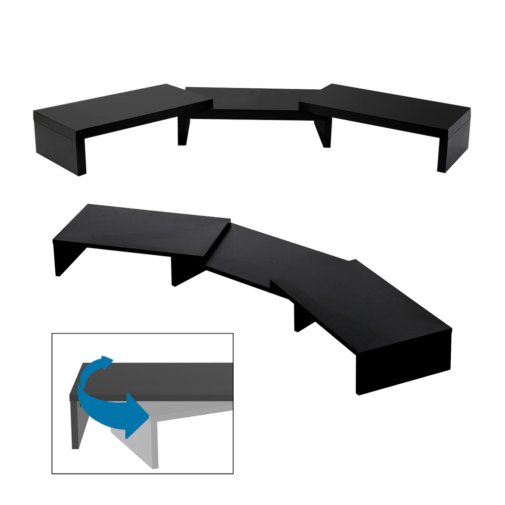 Suporte de Mesa Base Elevada Ajustável 3 Monitores Gamer Notebook Preto