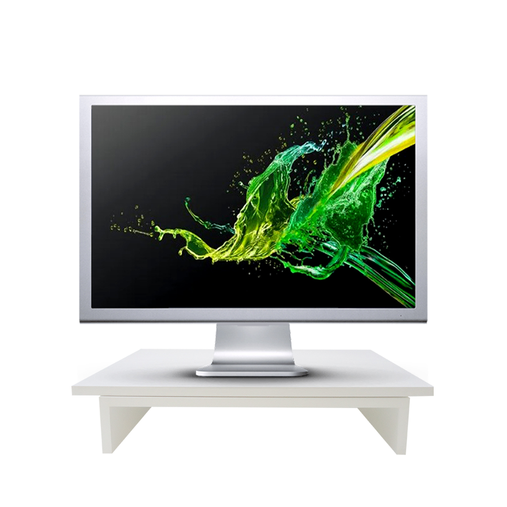 Suporte de Mesa Giratório 360° com Nicho para Monitor - Branco