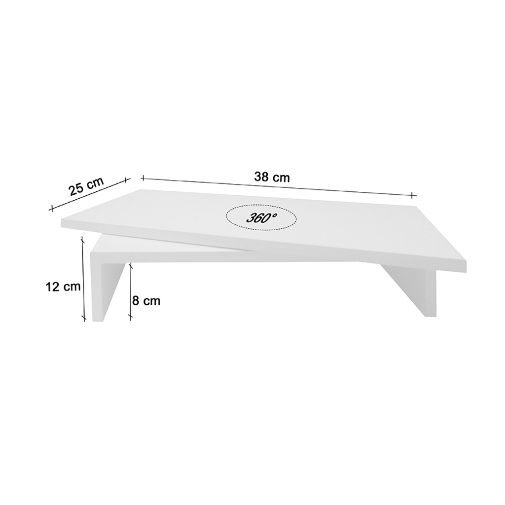 Suporte de Mesa Giratório 360° com Nicho para Monitor - Branco
