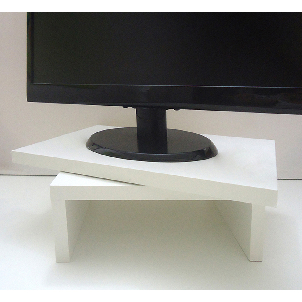 Suporte de Mesa Giratório 360° com Nicho para Monitor - Branco