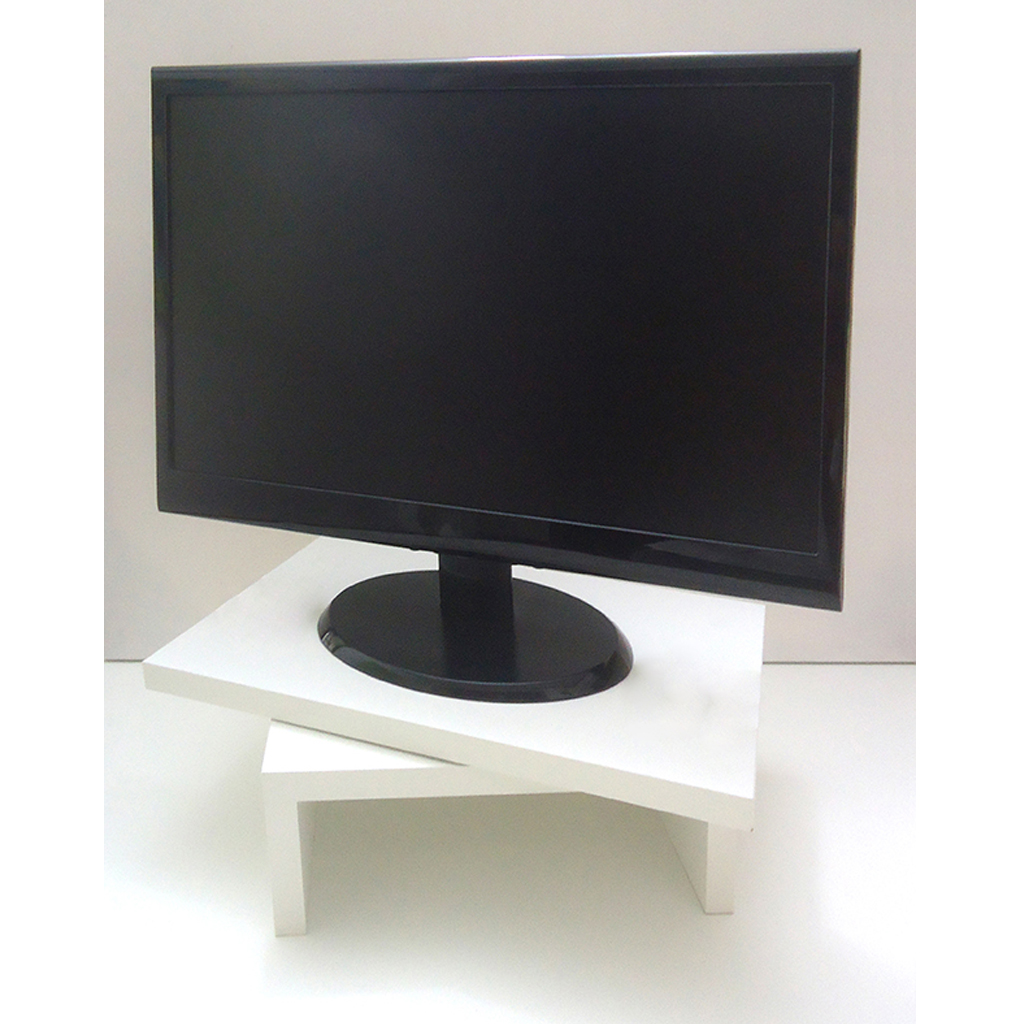 Suporte de Mesa Giratório 360° com Nicho para Monitor - Branco