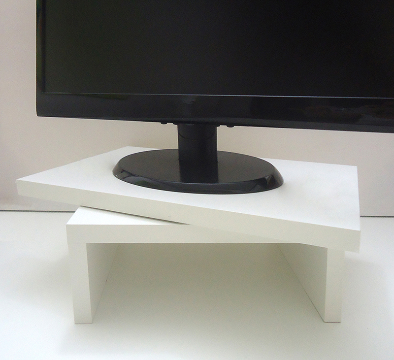 Suporte de Mesa Giratório 360° com Nicho para Monitor - Branco