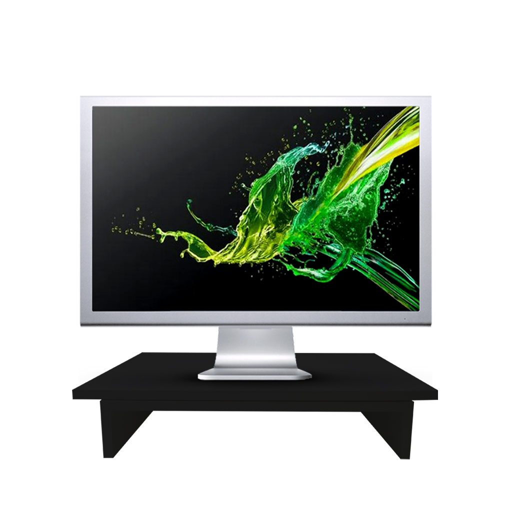 Suporte de Mesa Giratório 360° com Nicho para Monitor - Preto