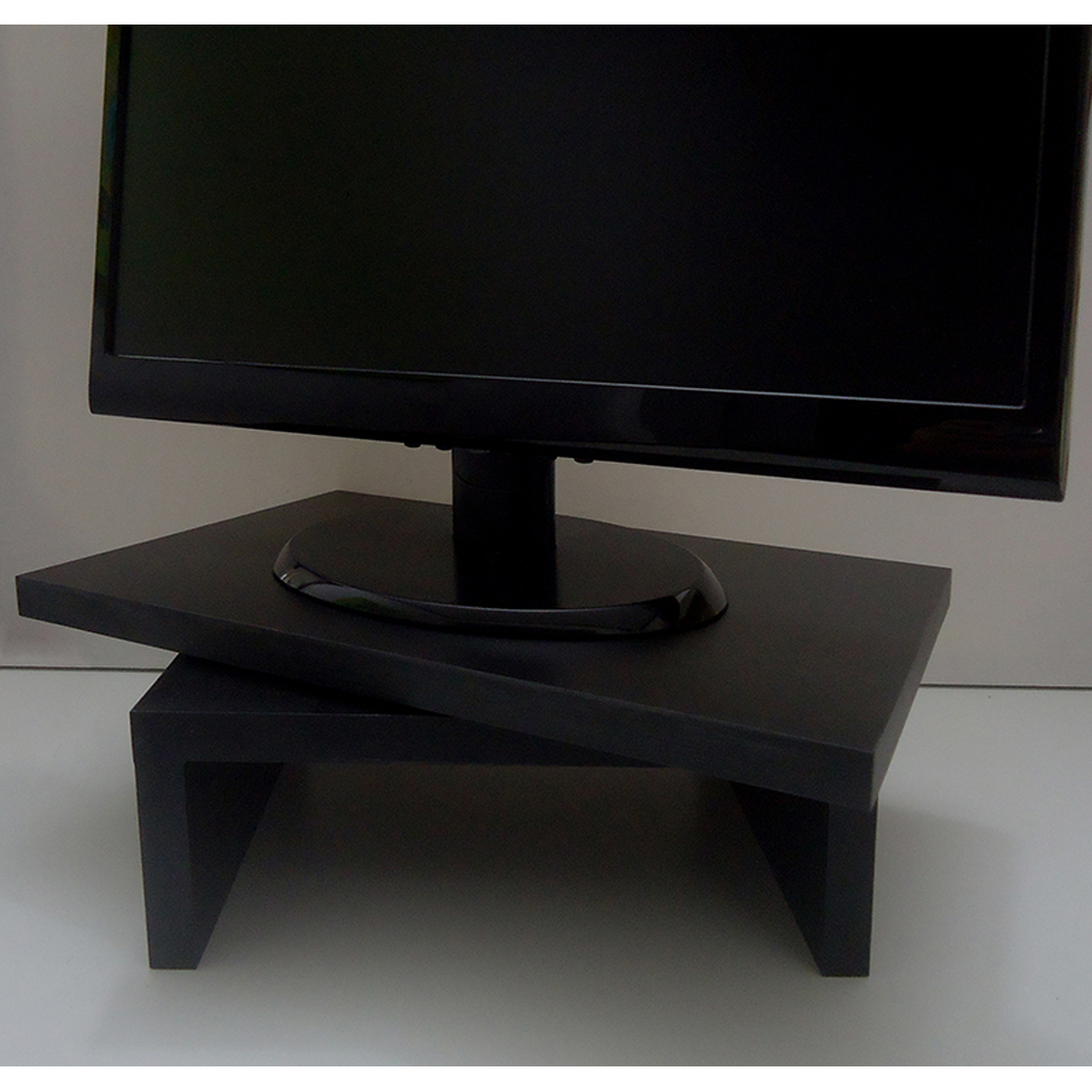 Suporte de Mesa Giratório 360° com Nicho para Monitor - Preto