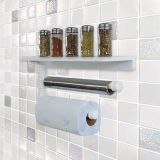 Suporte de Parede Porta Papel Toalhas e Prateleira para Temperos Cozinha Estilo Industrial Branco Laca