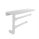 Suporte de Parede Porta Papel Toalhas e Prateleira para Temperos Cozinha Estilo Industrial Branco Laca