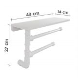 Suporte de Parede Porta Papel Toalhas e Prateleira para Temperos Cozinha Estilo Industrial Branco Laca