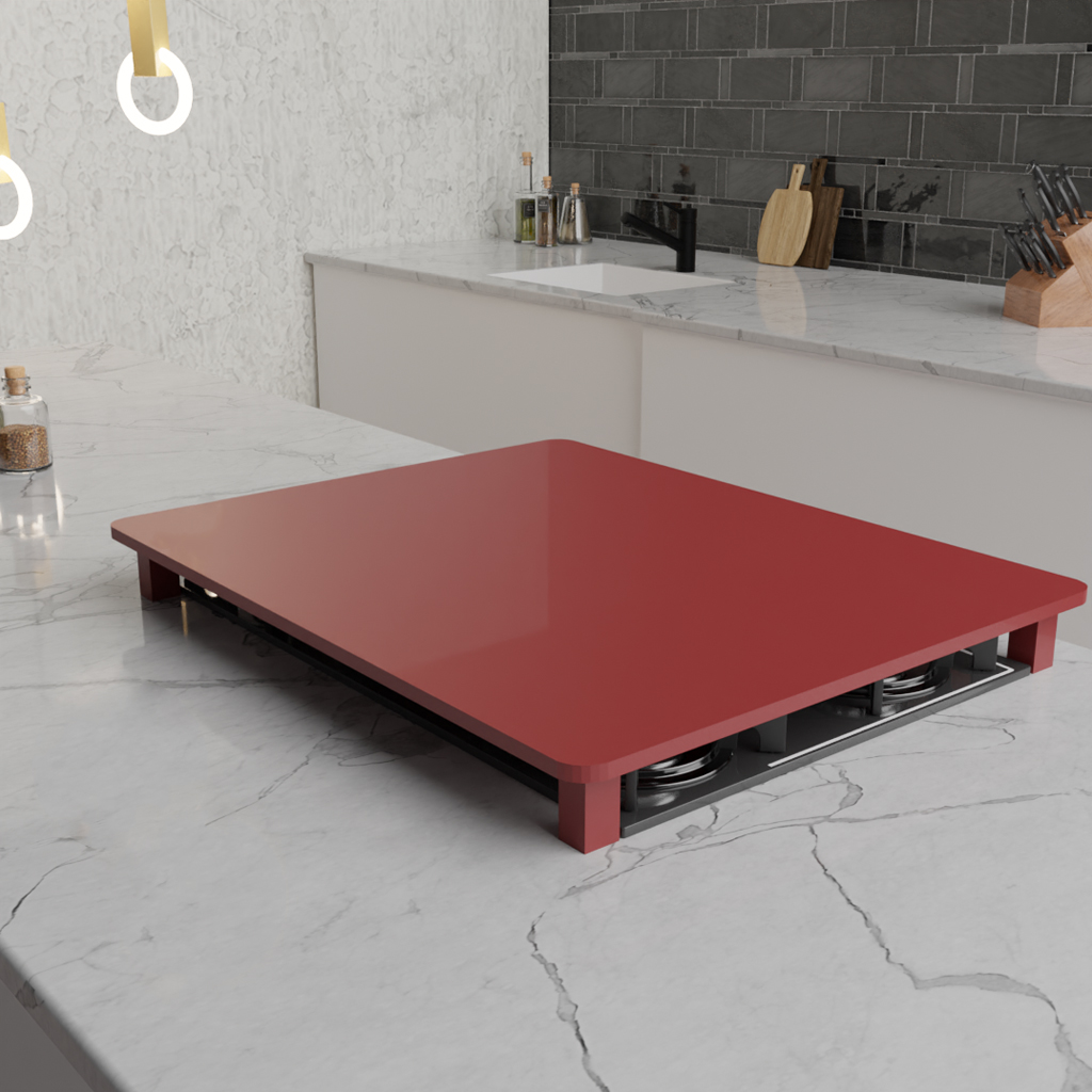 Tampa para Cooktop 5 Bocas 90 x 52 cm Panasonic Madeira MDF Laqueado Vermelho