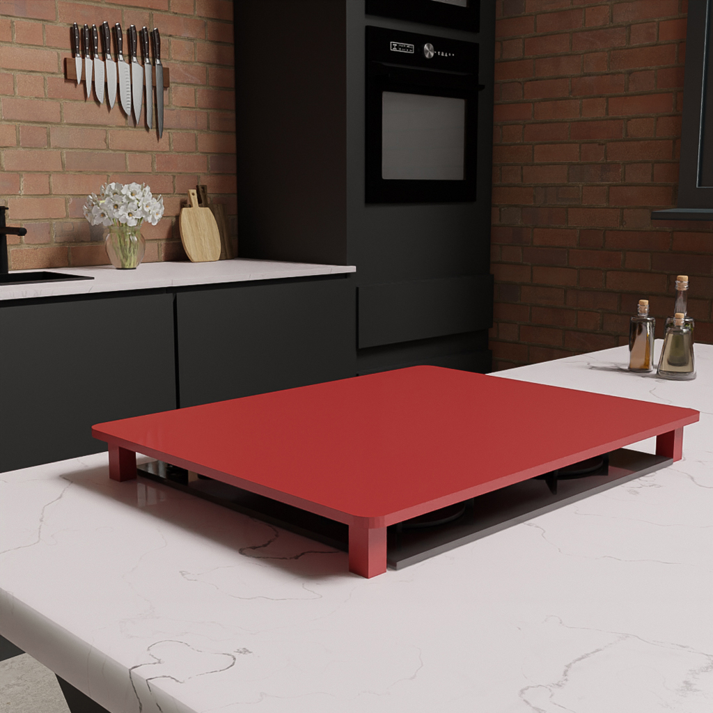 Tampa para Cooktop 5 Bocas 90 x 52 cm Panasonic Madeira MDF Laqueado Vermelho