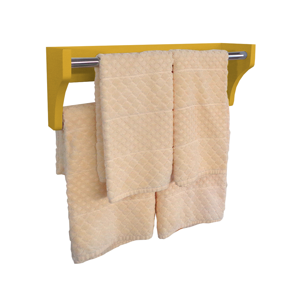 Toalheiro Duplo Suporte Cabideiro Porta Toalhas de Parede Acessório para Banheiro Amarelo Laca