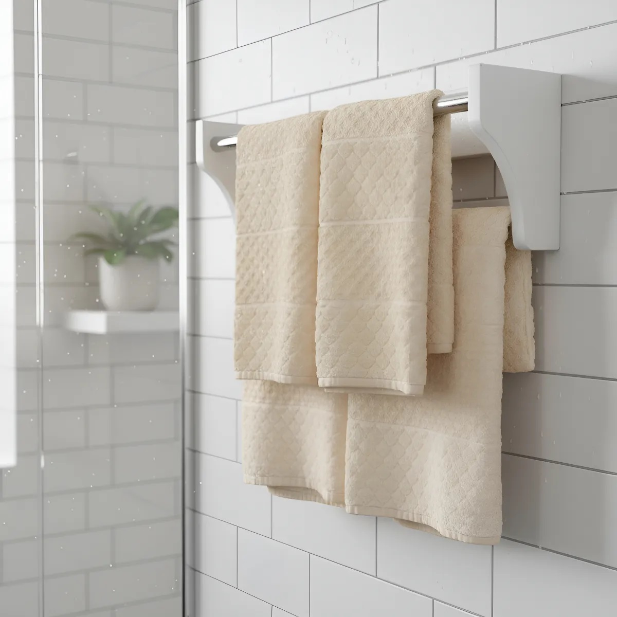 Toalheiro Duplo Suporte Cabideiro Porta Toalhas de Parede Acessório para Banheiro Branco Laca