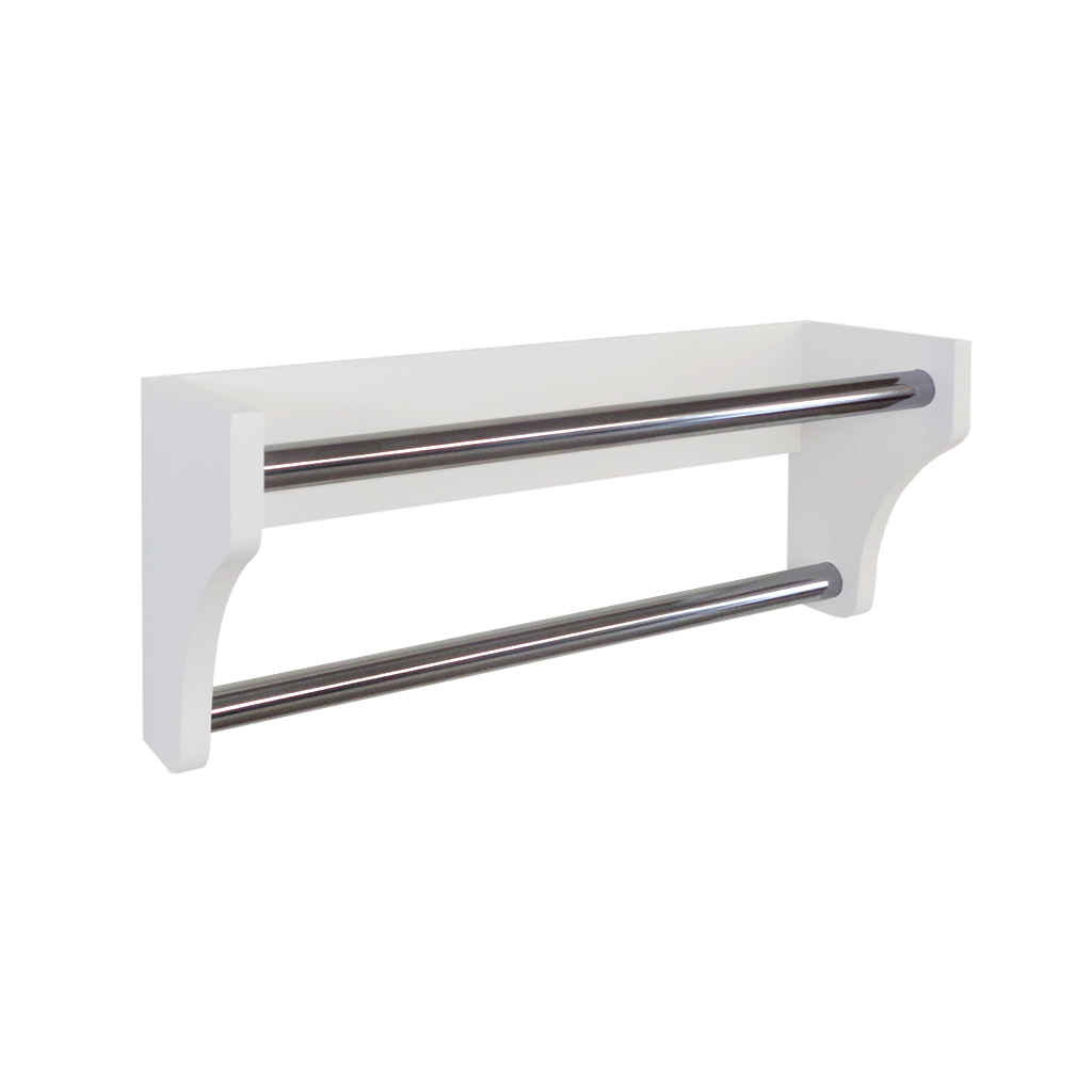 Toalheiro Duplo Suporte Cabideiro Porta Toalhas de Parede Acessório para Banheiro Branco Laca