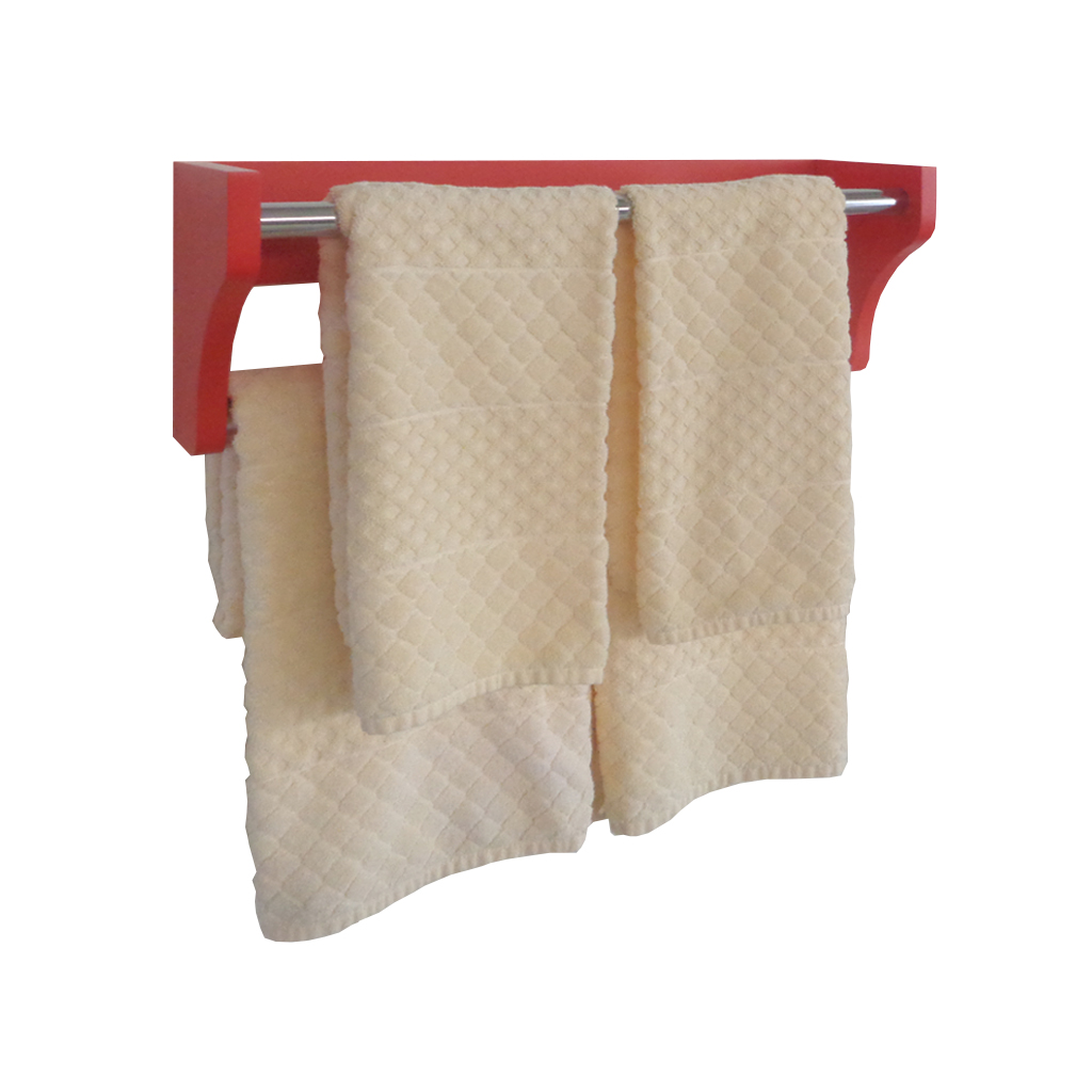 Toalheiro Duplo Suporte Cabideiro Porta Toalhas de Parede Acessório para Banheiro Vermelho Laca