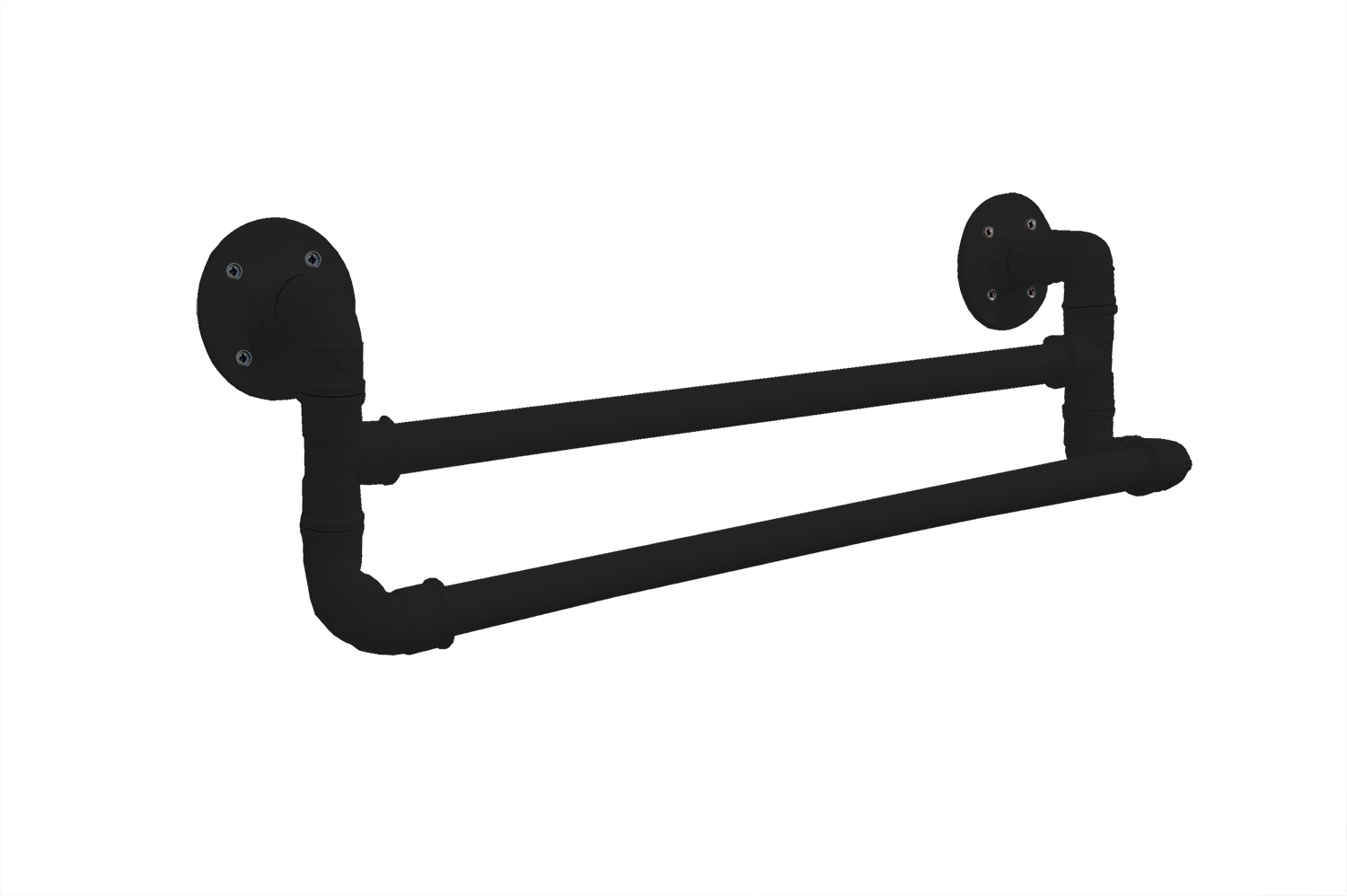 Toalheiro Duplo Suporte Porta Toalhas de Parede Acessório para Banheiro Estilo Industrial Preto Laca