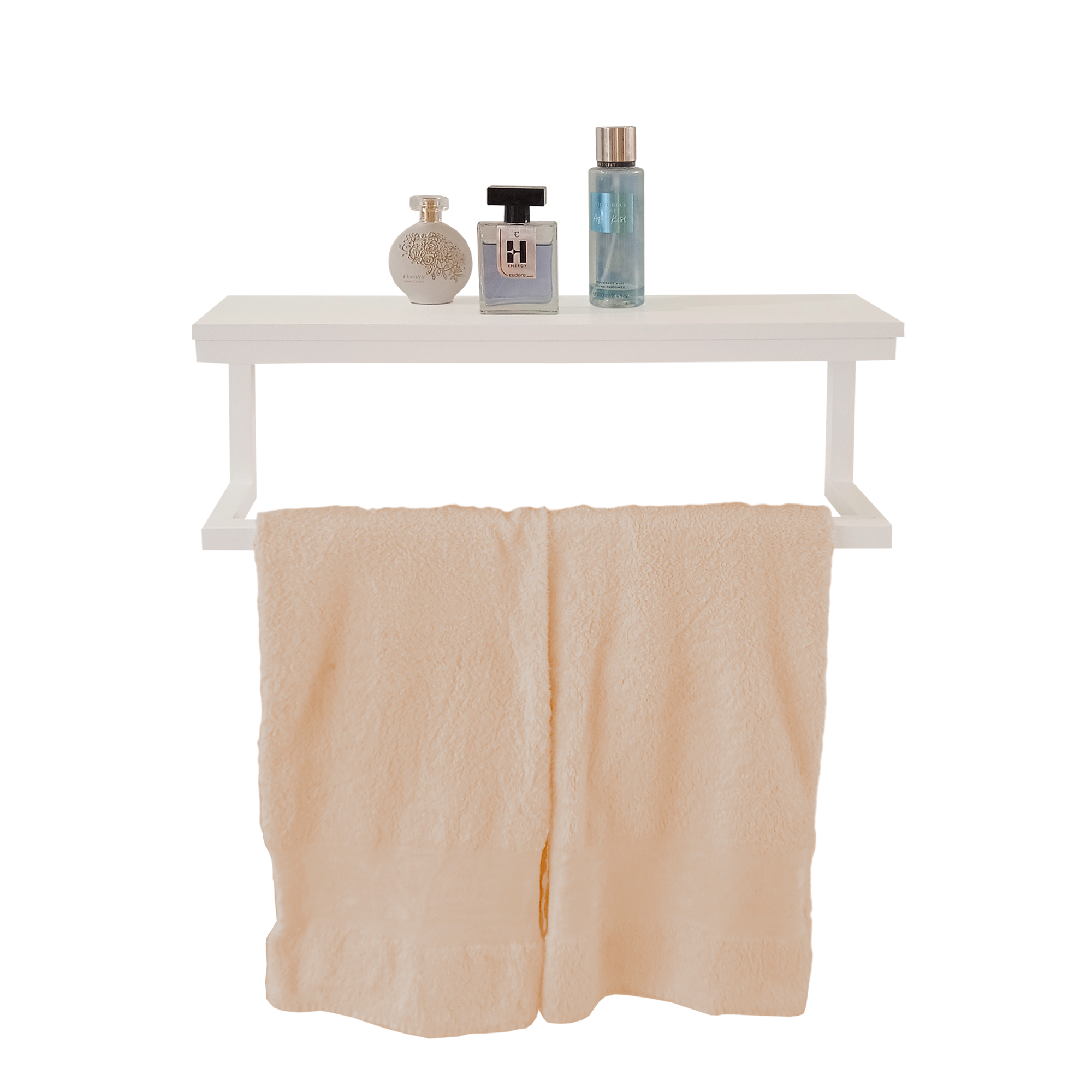 Toalheiro Porta Toalhas de Parede Acessório para Banheiro Estilo Industrial Branco Laca