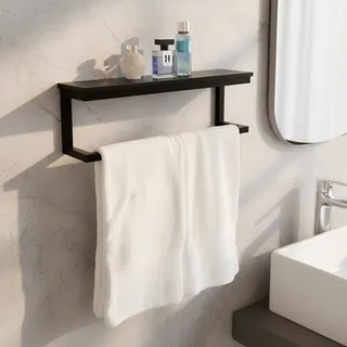 Toalheiro Porta Toalhas de Parede Acessório para Banheiro Estilo Industrial Preto Laca