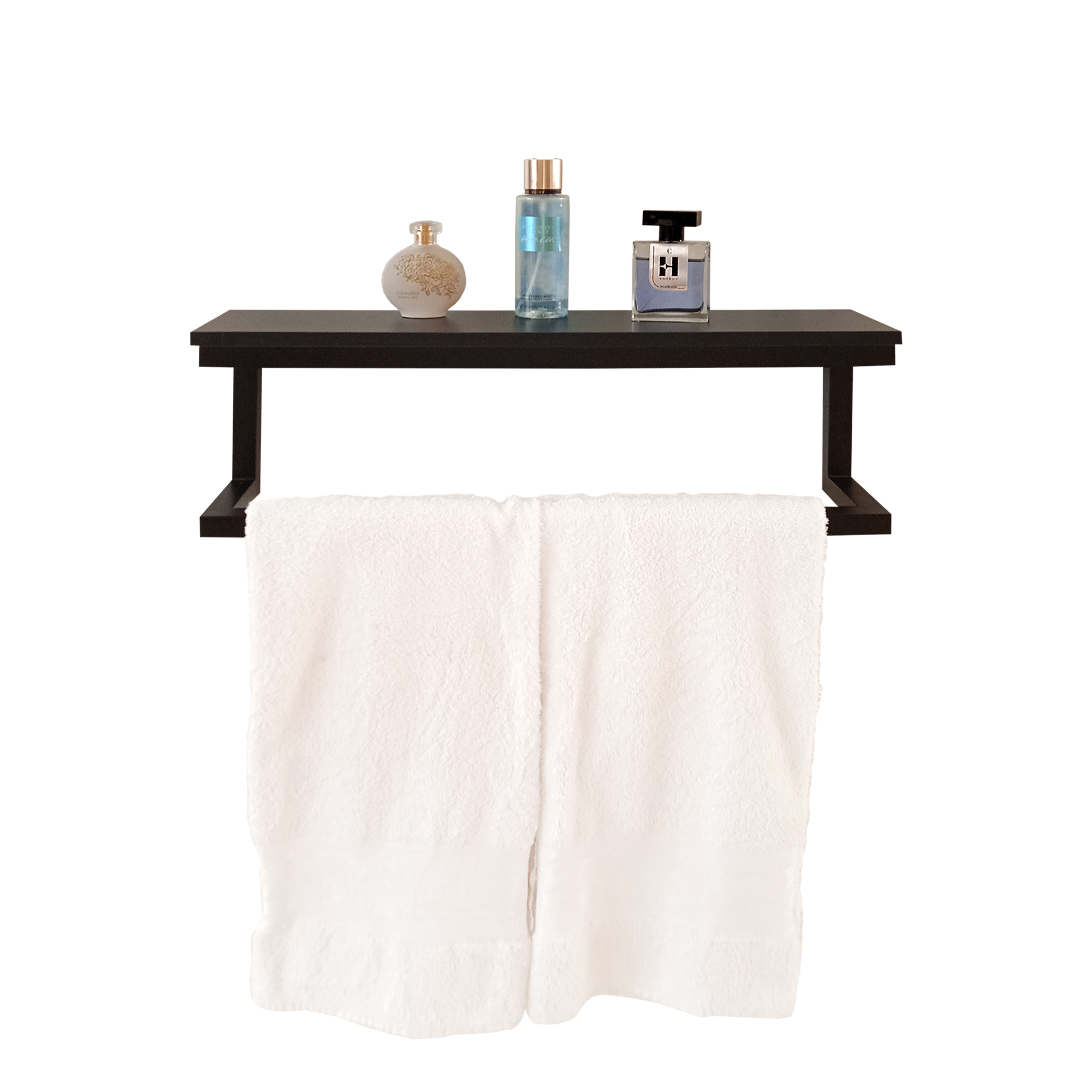 Toalheiro Porta Toalhas de Parede Acessório para Banheiro Estilo Industrial Preto Laca