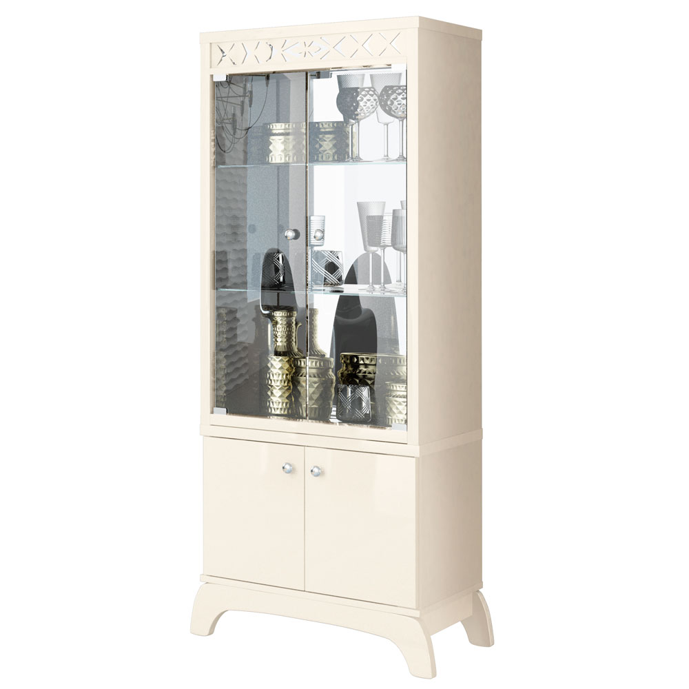 Cristaleira com 02 Portas de Vidro Sala de Jantar Infinity Off White - Frade Movelaria