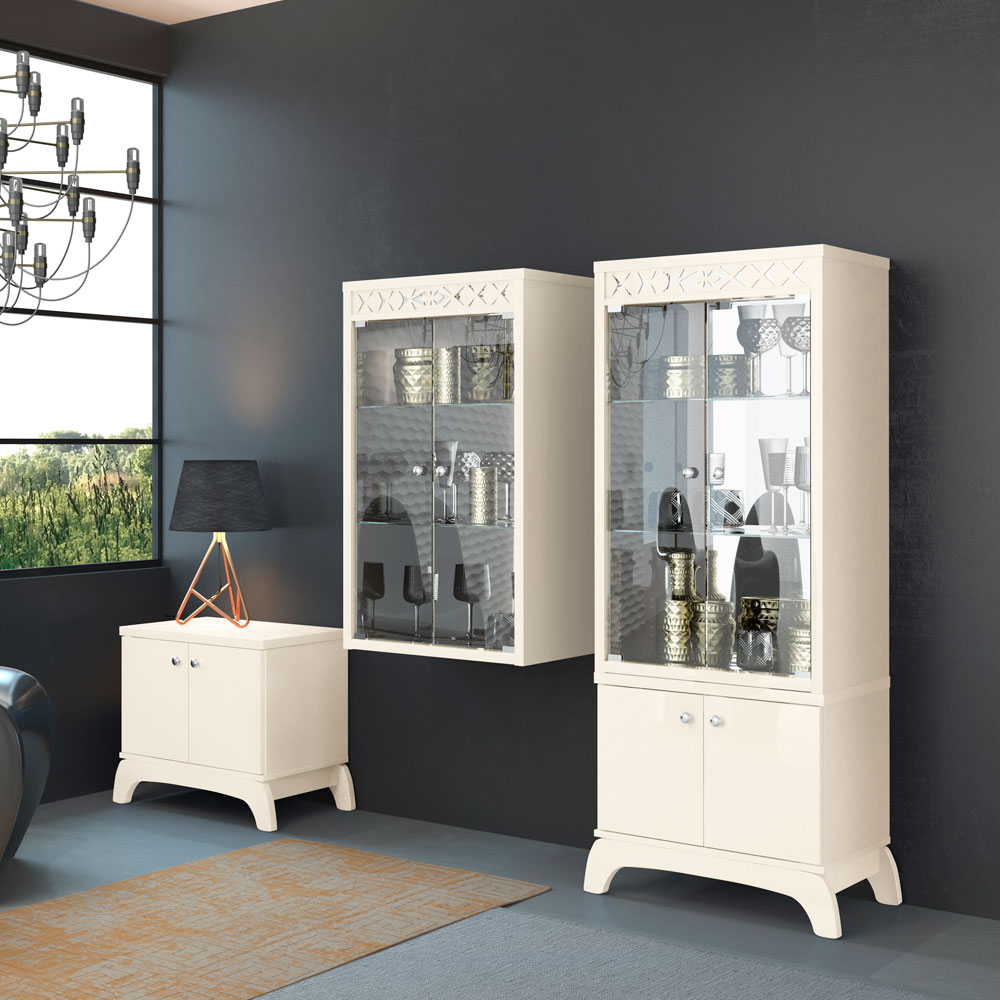 Cristaleira com 02 Portas de Vidro Sala de Jantar Infinity Off White - Frade Movelaria