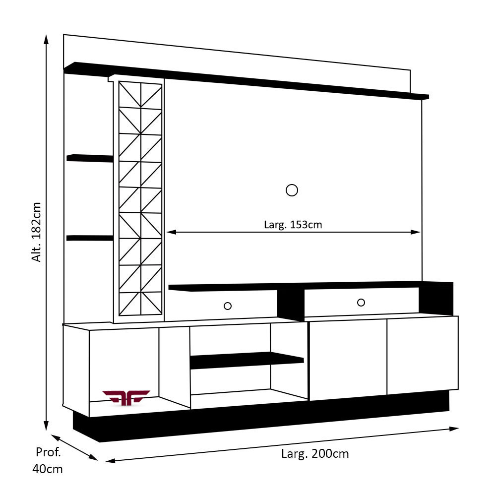Estante Home Theater para TV até 65 Polegadas Sala de Estar Vivaz Canela - Frade Movelaria