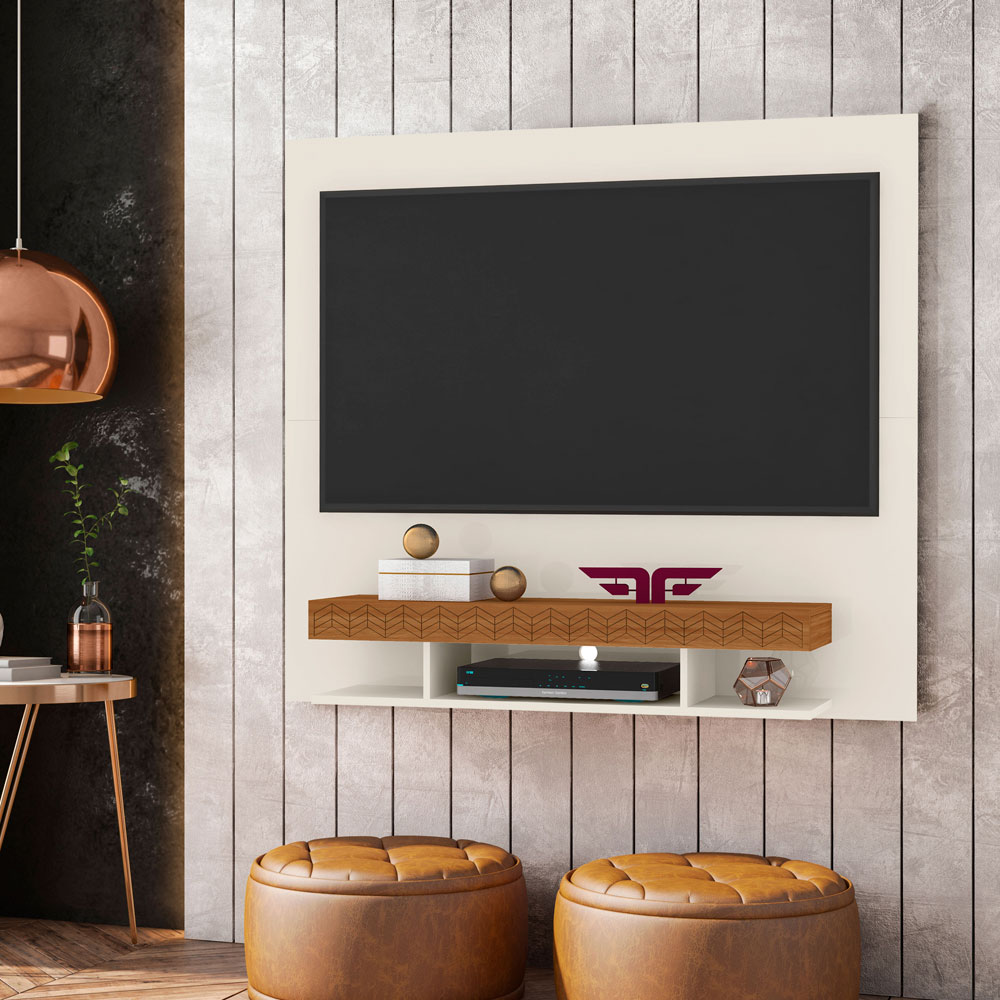 Painel Home Suspenso para TV até 47/50 Polegadas Clean Off White/Coral - Frade Movelaria