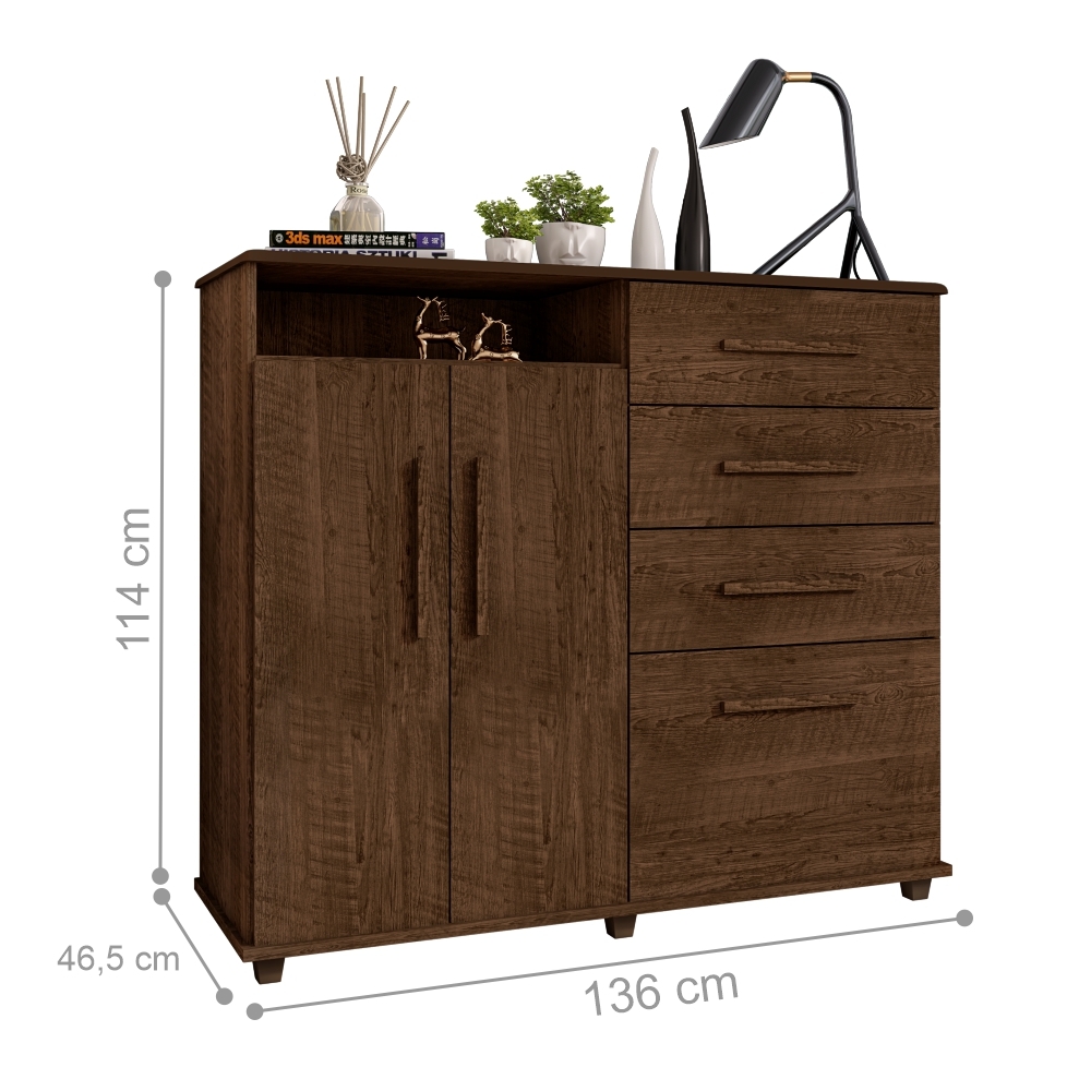 Cômoda com 2 Portas Kaybe Malbec