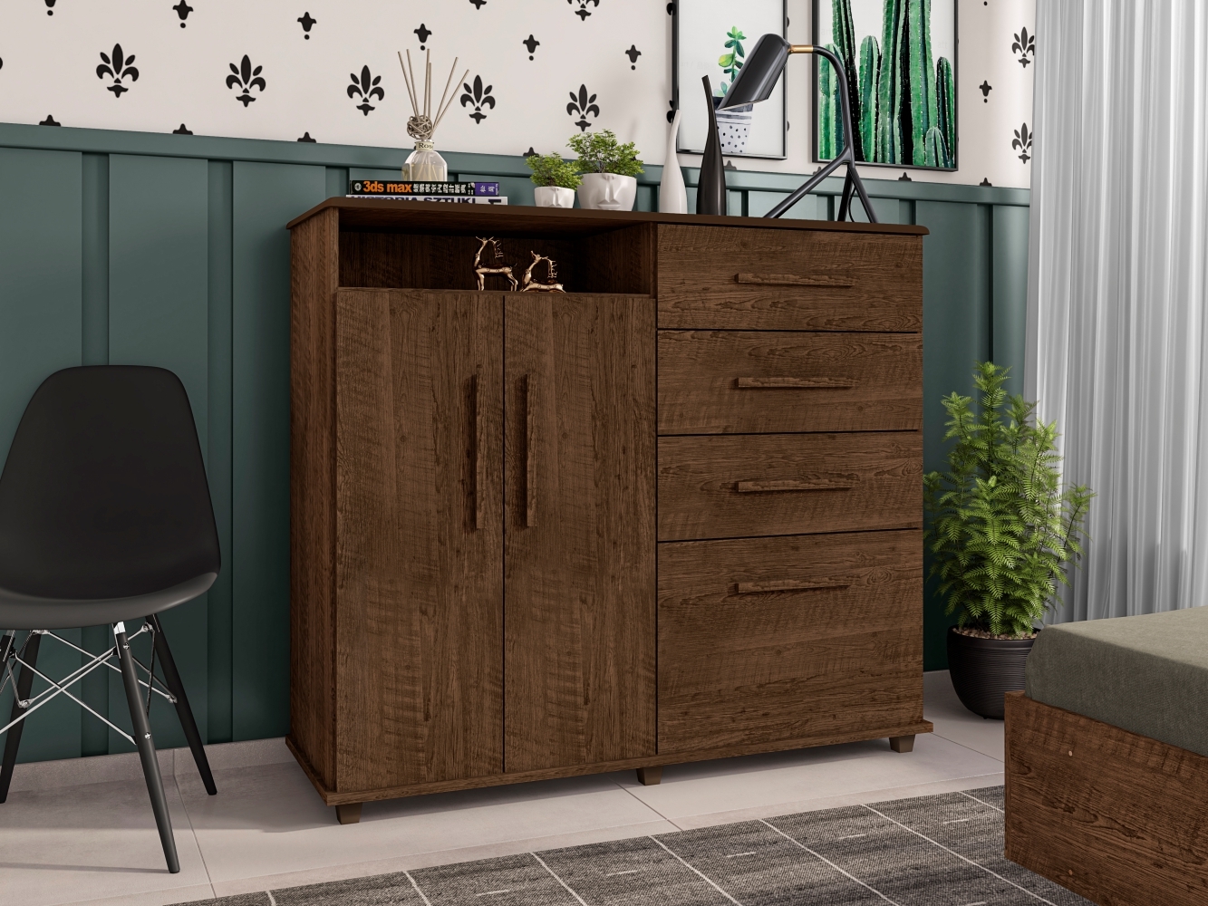 Cômoda com 2 Portas Kaybe Malbec