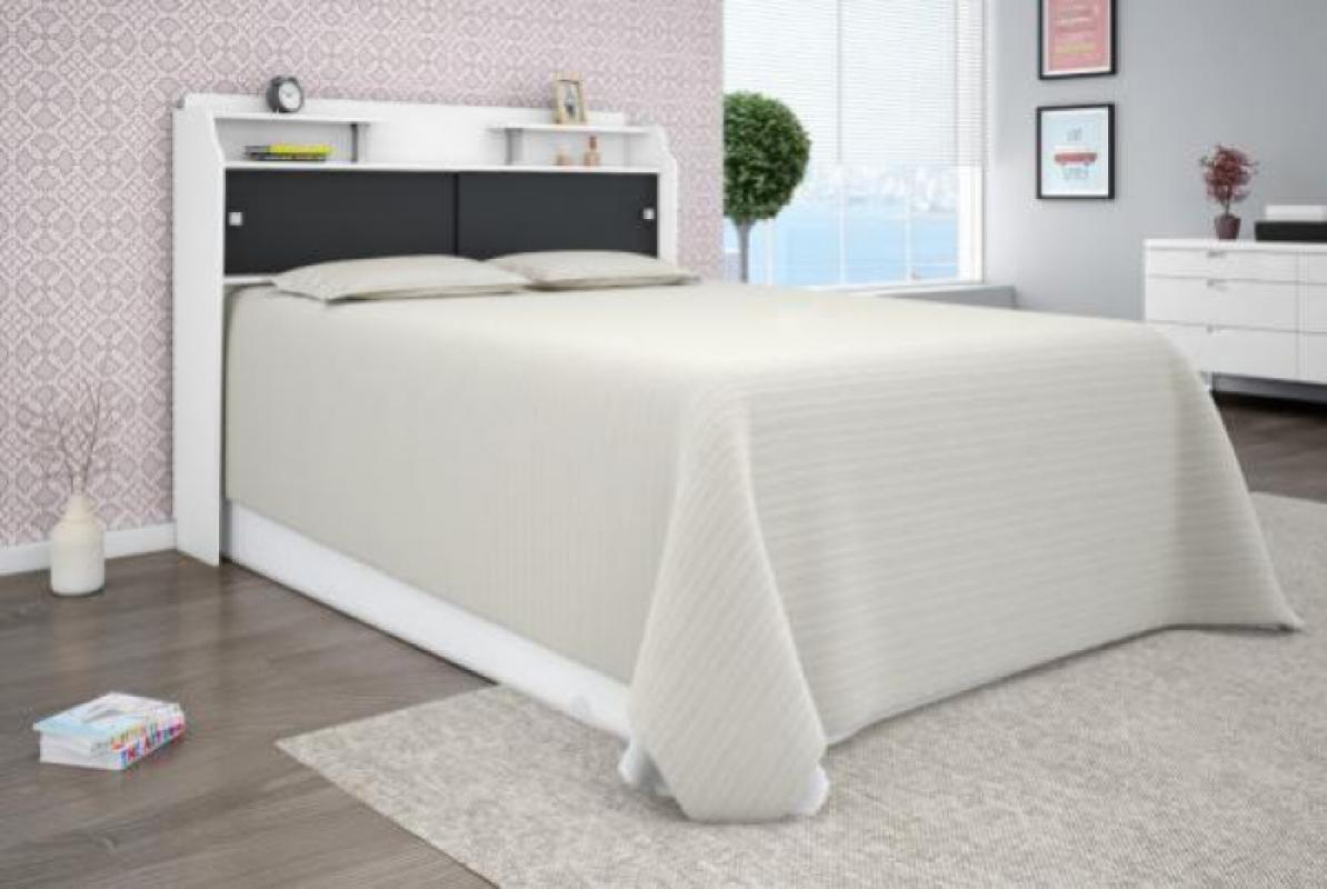 Cabeceira Box Casal Elisa Branco ou Branco/Preto