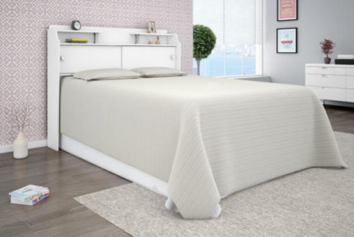 Cabeceira Box Casal Elisa Branco ou Branco/Preto