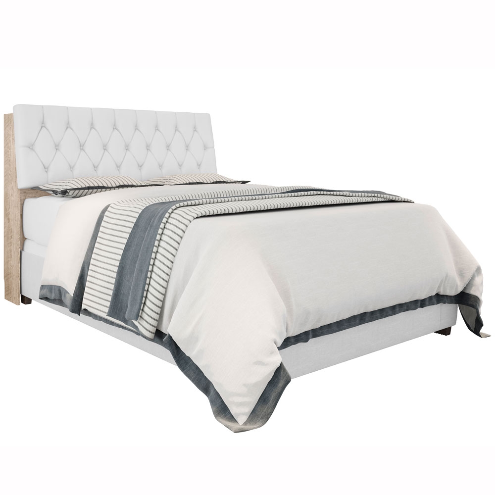Cabeceira Box Casal Isis Amarula com Capitonê Branco