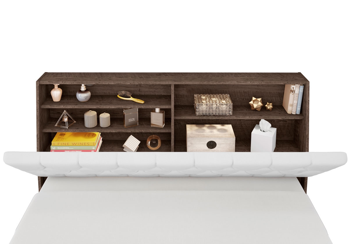 Cabeceira Box Casal Isis Chocolate com Capitonê Branco
