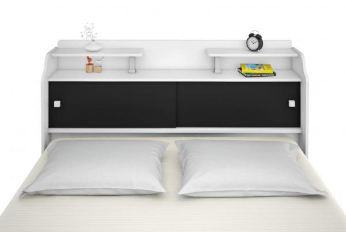 Cabeceira Box Casal Queen Elisa Branco ou Branco/Preto