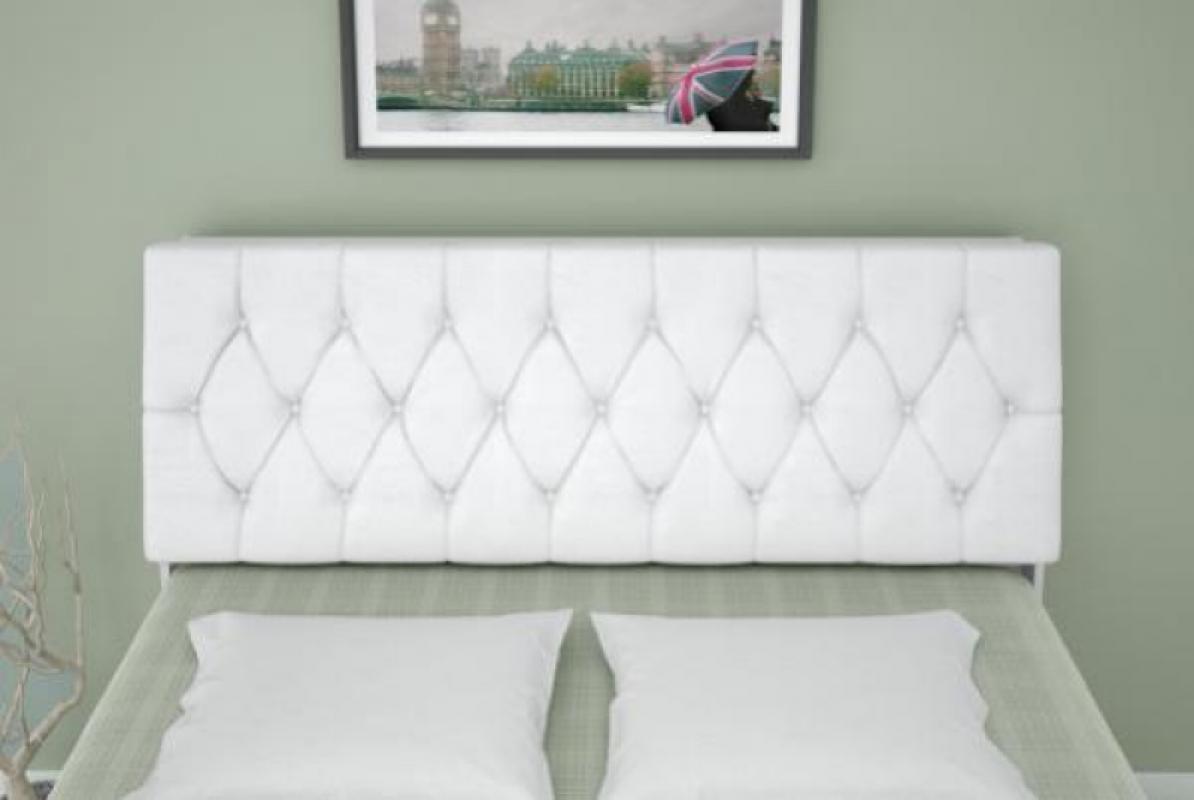 Cabeceira Box Casal Queen Isis Branco com Capitonê Branco