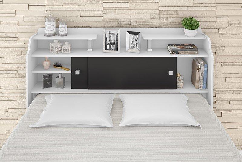 Cabeceira Box Queen 1,58Cm Elisa Branco Ou Branco/Preto - Framar Móveis