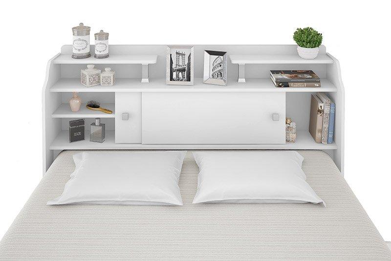 Cabeceira Box Queen 1,58Cm Elisa Branco Ou Branco/Preto - Framar Móveis
