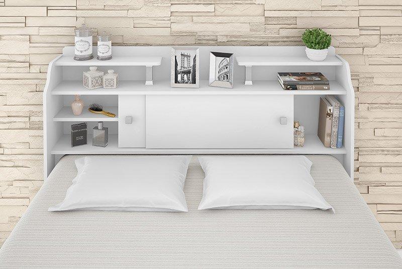 Cabeceira Box Queen 1,58Cm Elisa Branco Ou Branco/Preto - Framar Móveis