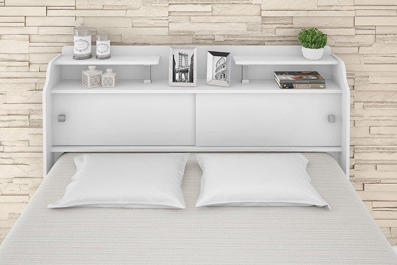 Cabeceira Box Queen 1,58Cm Elisa Branco Ou Branco/Preto - Framar Móveis