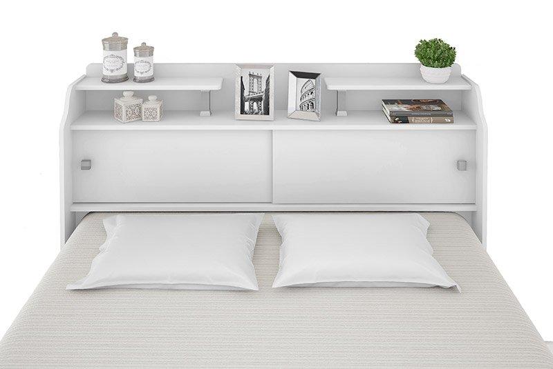 Cabeceira Box Queen 1,58Cm Elisa Branco Ou Branco/Preto - Framar Móveis