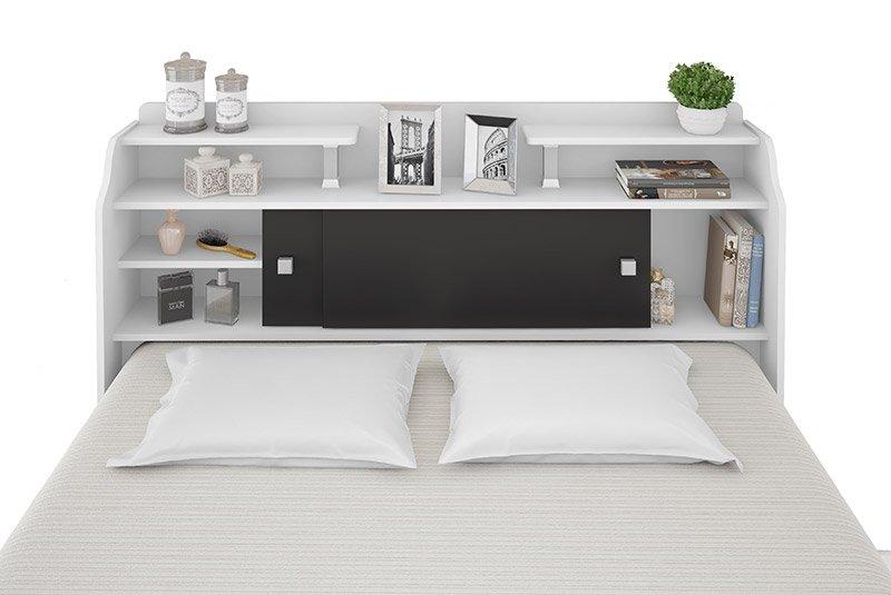 Cabeceira Box Queen 1,58Cm Elisa Branco Ou Branco/Preto - Framar Móveis