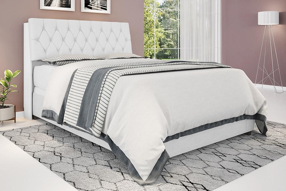 Cabeceira Box Queen Ísis Branca Com Capitonê Branco