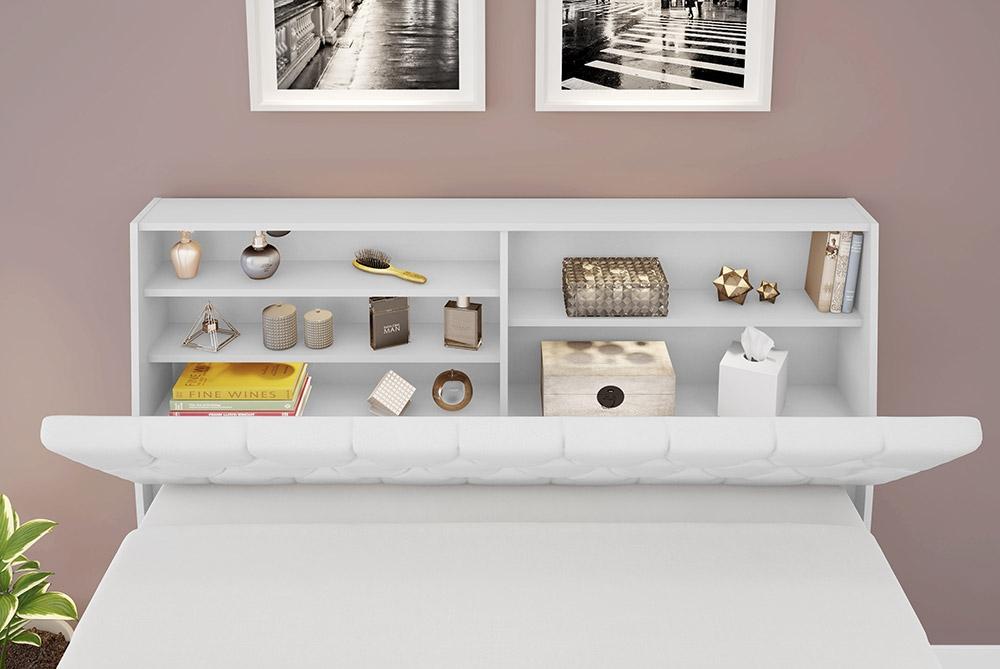Cabeceira Box Queen Ísis Branca Com Capitonê Branco