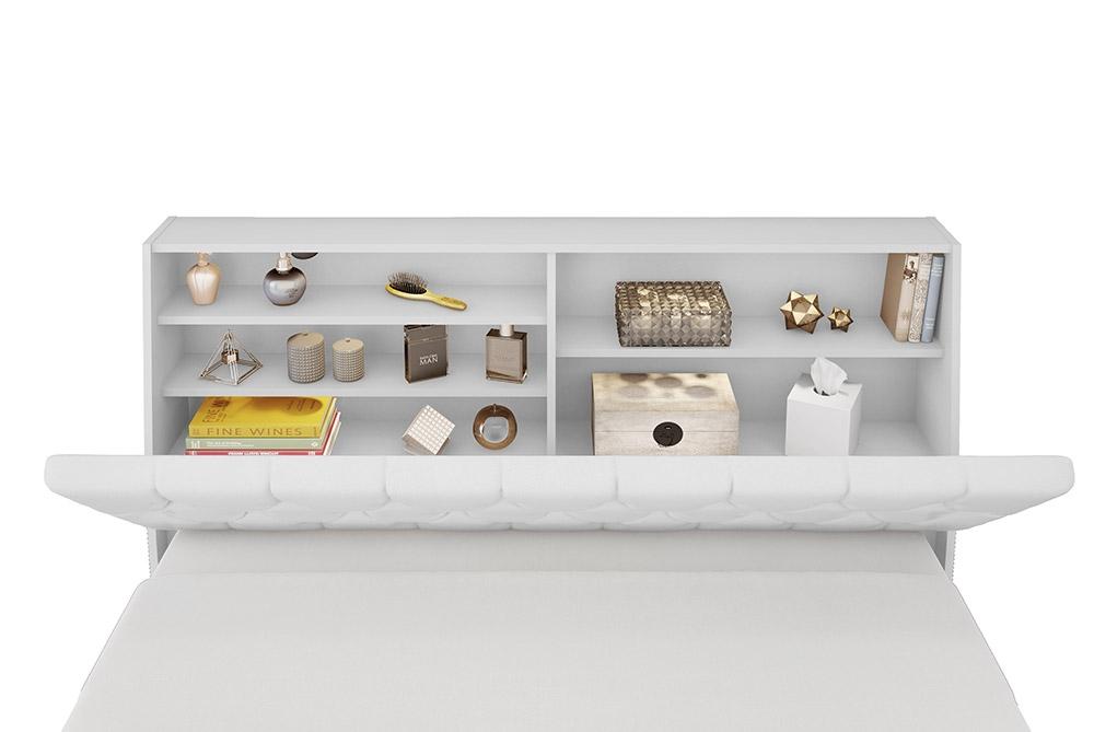 Cabeceira Box Queen Ísis Branca Com Capitonê Branco