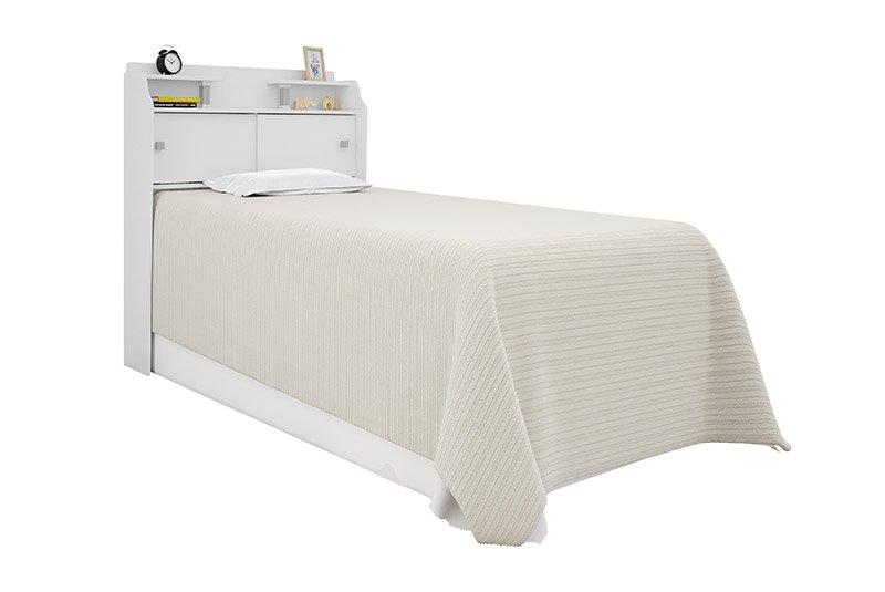 Cabeceira Box Solteiro 0,88Cm Elisa Branco Branco/Preto - Framar Móveis