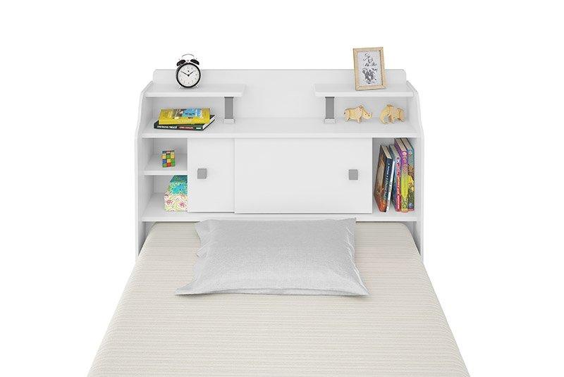 Cabeceira Box Solteiro 0,88Cm Elisa Branco Branco/Preto - Framar Móveis