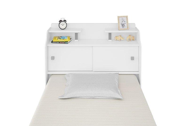 Cabeceira Box Solteiro 0,88Cm Elisa Branco Branco/Preto - Framar Móveis